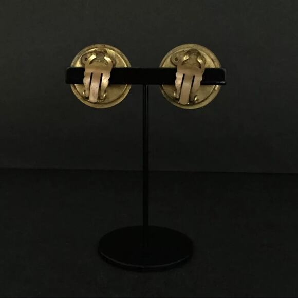 CHANEL Pearl Rhinestone Gold Tone Earrings - Picture 6 of 8